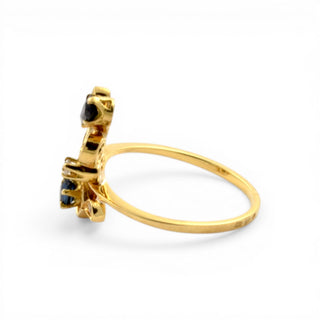 Saphirring aus 800 Gelbgold mit Diamant, nachhaltiger second hand Schmuck perfekt aufgearbeitet