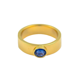 Saphirring aus 585 Gelbgold, nachhaltiger second hand Schmuck perfekt aufgearbeitet