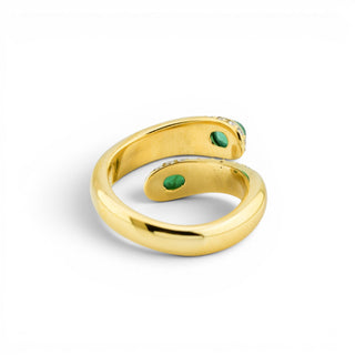 Smaragdring aus 750 Gelbgold mit Brillant, nachhaltiger second hand Schmuck perfekt aufgearbeitet