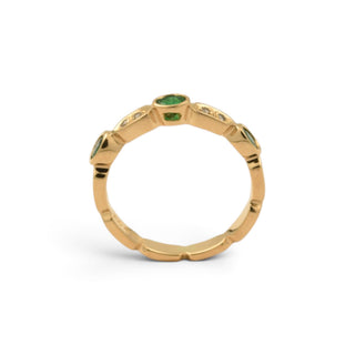 Smaragdring aus 750 Gelbgold mit Brillant, nachhaltiger second-hand Schmuck perfekt aufgearbeitet