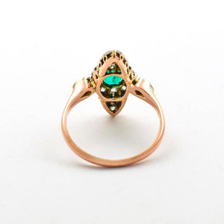 Smaragdring aus 585 Gelbgold mit Diamant, nachhaltiger second hand Schmuck perfekt aufgearbeitet