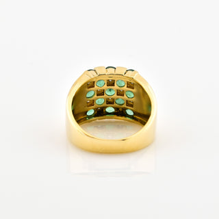 Smaragdring aus 585 Gelbgold mit Diamant, nachhaltiger second hand Schmuck perfekt aufgearbeitet