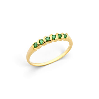 Smaragdring aus 585 Gelbgold, nachhaltiger second-hand Schmuck perfekt aufgearbeitet
