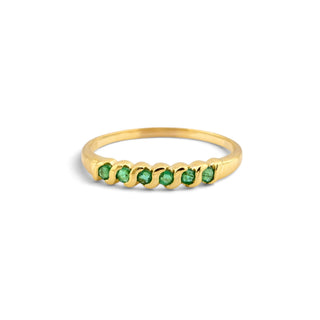 Smaragdring aus 585 Gelbgold, nachhaltiger second-hand Schmuck perfekt aufgearbeitet