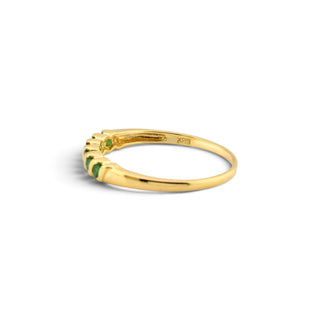 Smaragdring aus 585 Gelbgold, nachhaltiger second-hand Schmuck perfekt aufgearbeitet