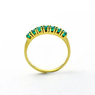 Smaragdring aus 585 Gelbgold, nachhaltiger second hand Schmuck perfekt aufgearbeitet