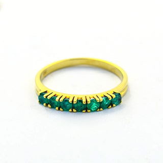 Smaragdring aus 585 Gelbgold, nachhaltiger second hand Schmuck perfekt aufgearbeitet