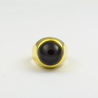Ring aus 585 Gelbgold mit Sterndiopsid, nachhaltiger second hand Schmuck perfekt aufgearbeitet