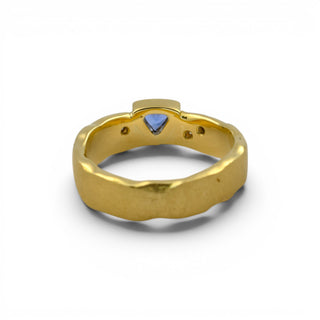 Ring aus 750 Gelbgold mit Tansanit und Brillant, nachhaltiger second-hand Schmuck perfekt aufgearbeitet