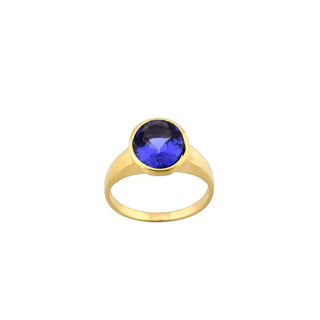 Ring aus 585 Gelbgold mit Tansanit, nachhaltiger second-hand Schmuck perfekt aufgearbeitet