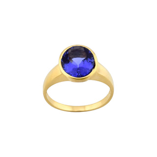 Ring aus 585 Gelbgold mit Tansanit, nachhaltiger second-hand Schmuck perfekt aufgearbeitet