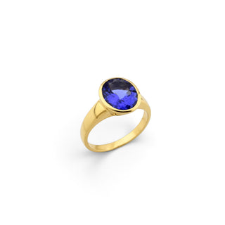 Ring aus 585 Gelbgold mit Tansanit, nachhaltiger second-hand Schmuck perfekt aufgearbeitet