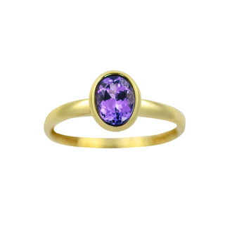 Ring aus 585 Gelbgold mit Tansanit, nachhaltiger second hand Schmuck perfekt aufgearbeitet