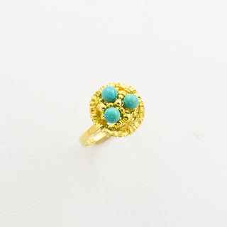 Ring aus 585 Gelbgold mit Türkis, nachhaltiger second hand Schmuck perfekt aufgearbeitet