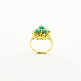 Ring aus 585 Gelbgold mit Türkis, nachhaltiger second hand Schmuck perfekt aufgearbeitet