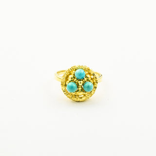 Ring aus 585 Gelbgold mit Türkis, nachhaltiger second hand Schmuck perfekt aufgearbeitet