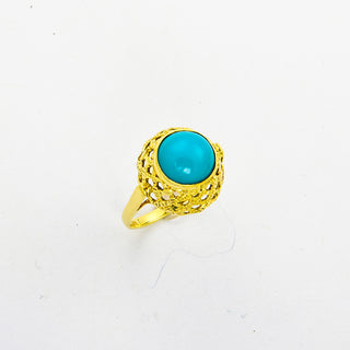 Ring aus 585 Gelbgold mit Türkis, nachhaltiger second hand Schmuck perfekt aufgearbeitet