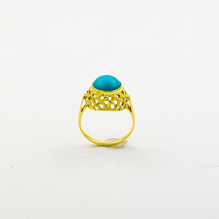 Ring aus 585 Gelbgold mit Türkis, nachhaltiger second hand Schmuck perfekt aufgearbeitet