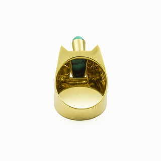 Ring aus 585 Gelbgold mit Türkis, nachhaltiger second hand Schmuck perfekt aufgearbeitet