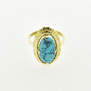 Ring aus 585 Gelbgold mit Türkis, nachhaltiger second hand Schmuck perfekt aufgearbeitet