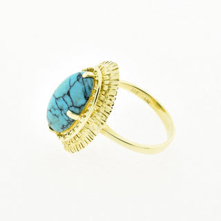 Ring aus 585 Gelbgold mit Türkis, nachhaltiger second hand Schmuck perfekt aufgearbeitet