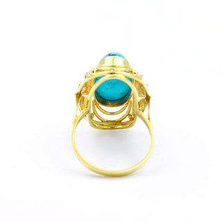 Ring aus 585 Gelbgold mit Türkis, nachhaltiger second hand Schmuck perfekt aufgearbeitet