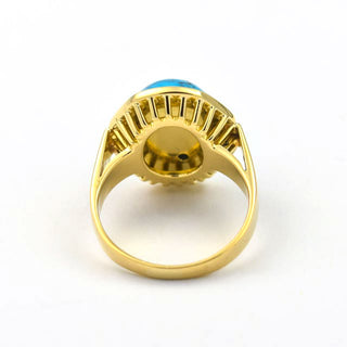 Ring aus 750 Gelbgold mit Türkis, nachhaltiger second hand Schmuck perfekt aufgearbeitet