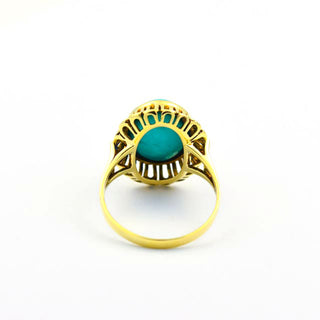 Ring aus 585 Gelbgold mit Türkis, nachhaltiger second hand Schmuck perfekt aufgearbeitet