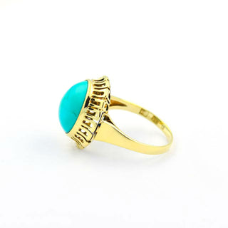 Ring aus 585 Gelbgold mit Türkis, nachhaltiger second hand Schmuck perfekt aufgearbeitet