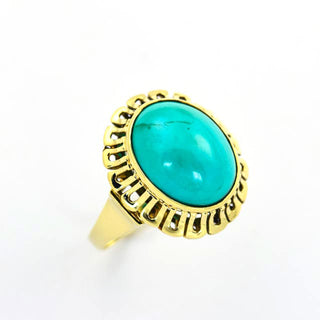 Ring aus 585 Gelbgold mit Türkis, nachhaltiger second hand Schmuck perfekt aufgearbeitet