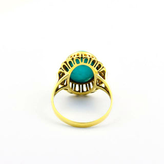 Ring aus 585 Gelbgold mit Türkis, nachhaltiger second hand Schmuck perfekt aufgearbeitet