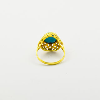Ring aus 585 Gelbgold mit Türkis, nachhaltiger second hand Schmuck perfekt aufgearbeitet