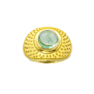 Ring aus 585 Gelbgold mit Turmalin, nachhaltiger second hand Schmuck perfekt aufgearbeitet