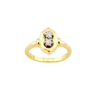 Brillantring aus 585 Gelb- und Weißgold, nachhaltiger second-hand Schmuck perfekt aufgearbeitet