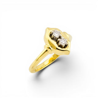 Brillantring aus 585 Gelb- und Weißgold, nachhaltiger second-hand Schmuck perfekt aufgearbeitet