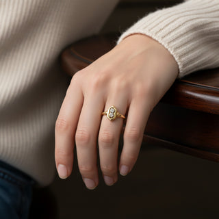 Brillantring aus 585 Gelb- und Weißgold, nachhaltiger second-hand Schmuck perfekt aufgearbeitet