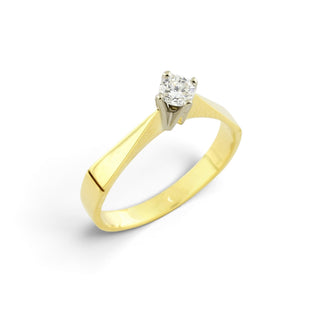 Brillantring aus 585 Gelb- und Weißgold, nachhaltiger second-hand Schmuck perfekt aufgearbeitet