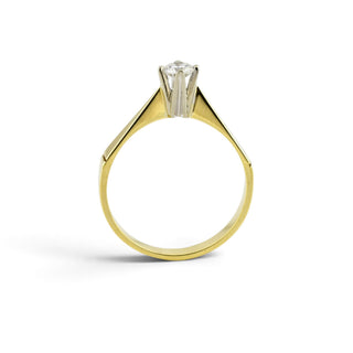 Brillantring aus 585 Gelb- und Weißgold, nachhaltiger second-hand Schmuck perfekt aufgearbeitet