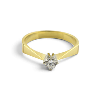 Brillantring aus 585 Gelb- und Weißgold, nachhaltiger second-hand Schmuck perfekt aufgearbeitet