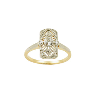 Diamantring aus 585 Gelb- und Weißgold, nachhaltiger second-hand Schmuck perfekt aufgearbeitet