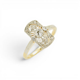 Diamantring aus 585 Gelb- und Weißgold, nachhaltiger second-hand Schmuck perfekt aufgearbeitet