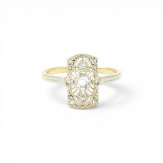 Diamantring aus 585 Gelb- und Weißgold, nachhaltiger second-hand Schmuck perfekt aufgearbeitet