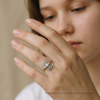 Diamantring aus 585 Gelb- und Weißgold, nachhaltiger second-hand Schmuck perfekt aufgearbeitet