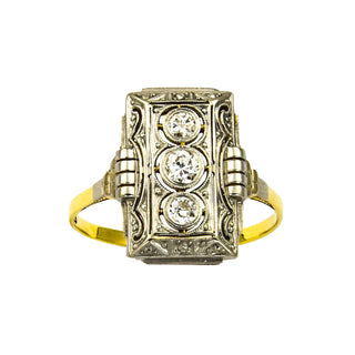 Brillantring aus 585 Gelb- und Weißgold, nachhaltiger second hand Schmuck perfekt aufgearbeitet