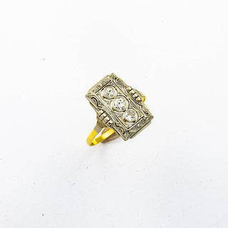 Brillantring aus 585 Gelb- und Weißgold, nachhaltiger second hand Schmuck perfekt aufgearbeitet