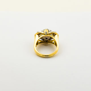 Brillantring aus 750 Gelb- und Weißgold, nachhaltiger second hand Schmuck perfekt aufgearbeitet