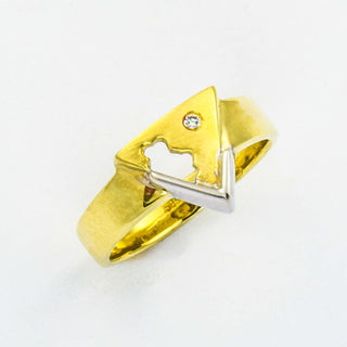 Brillantring aus 585 Gelb- und Weißgold, nachhaltiger second hand Schmuck perfekt aufgearbeitet