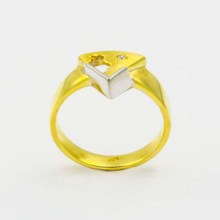 Brillantring aus 585 Gelb- und Weißgold, nachhaltiger second hand Schmuck perfekt aufgearbeitet