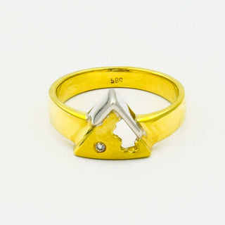 Brillantring aus 585 Gelb- und Weißgold, nachhaltiger second hand Schmuck perfekt aufgearbeitet