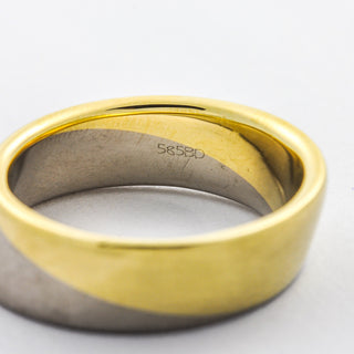 Bicolorring aus 585 Gelb- und Weißgold, hochwertiger second hand Schmuck perfekt aufgearbeitet